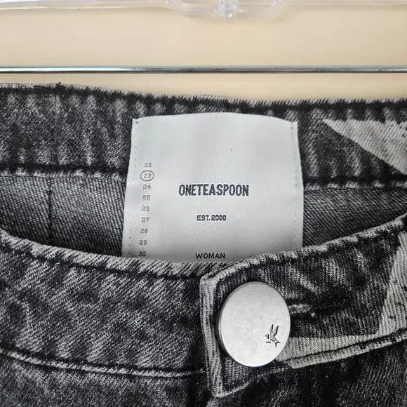 One Teaspoon Camden Star Freebirds High Rise Ankle Zip Black Slim Jeans US 23 - Picture 3 of 6